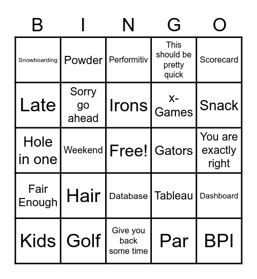 Boss Bingo Card