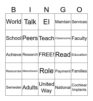Institutional Share Bingo  Bingo Card