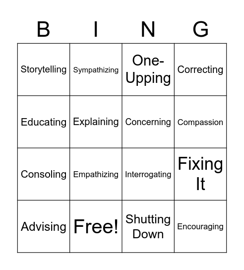 Empathy Bingo Card