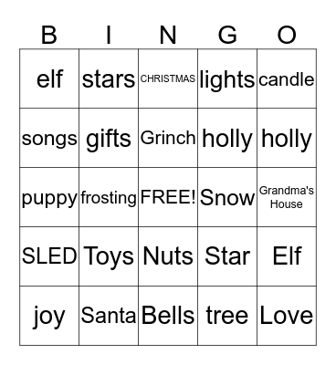 CHRISTMAS Bingo Card