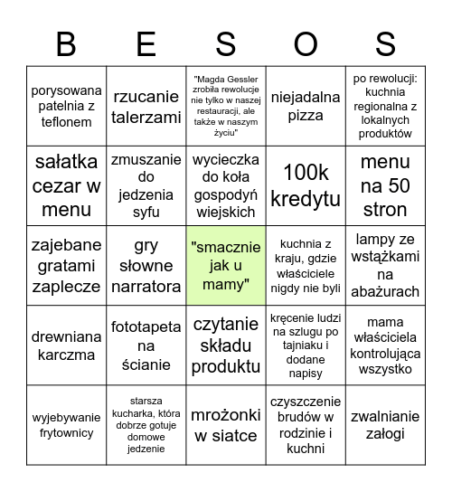 Kuchenne rewolucje Bingo Card