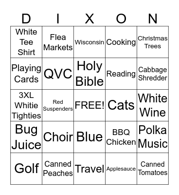 Family Christmas DIXON-BINGO Card