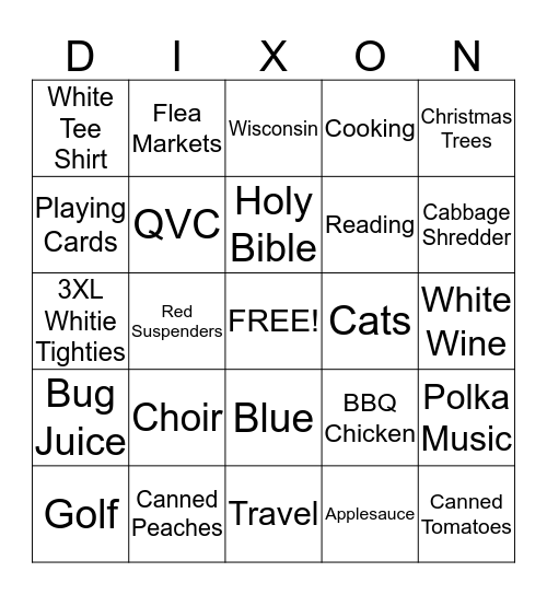 Family Christmas DIXON-BINGO Card