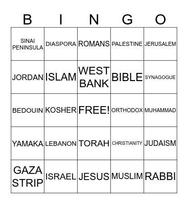 Middle East Religion Bingo Card