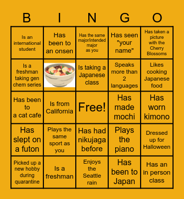 Find someone who... Bingo Card