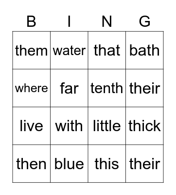 Lesson 11 Sight and Spelling Words Bingo Card