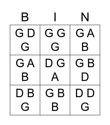 G POSITION Bingo Card
