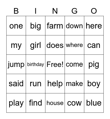 1 Bingo Card