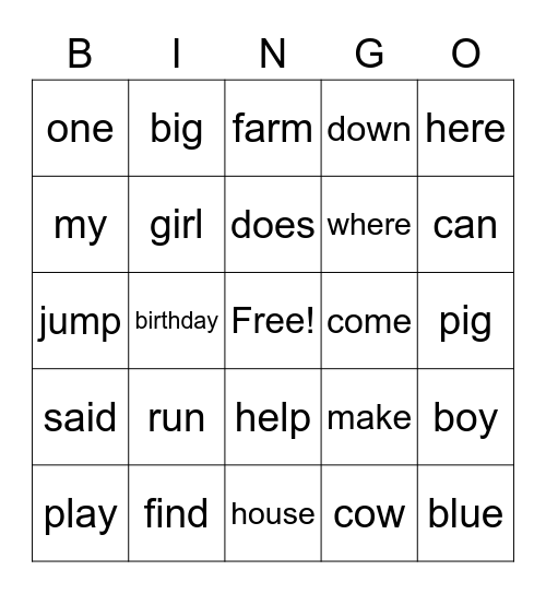 1 Bingo Card