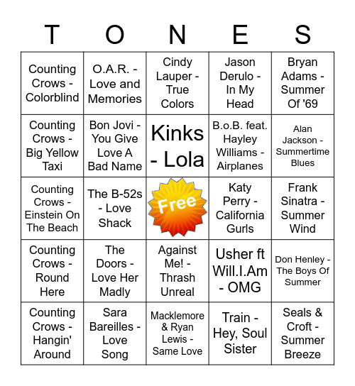 Game Of Tones 11-9-20 Game 3 Bingo Card