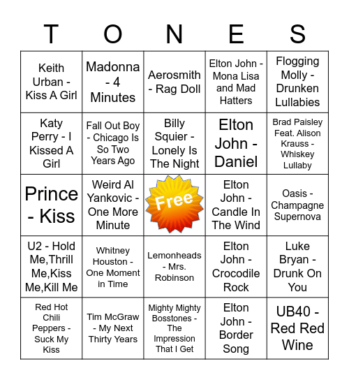Game Of Tones 11-9-20 Game 5 Bingo Card
