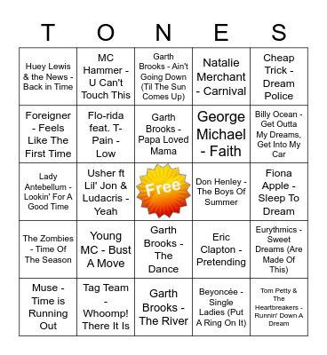 Game Of Tones 11-9-20 Game 6 Bingo Card