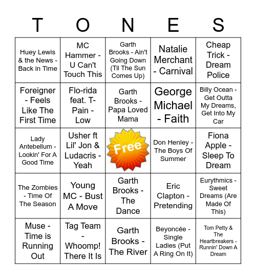 Game Of Tones 11-9-20 Game 6 Bingo Card