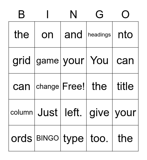 Untitled Bingo Card