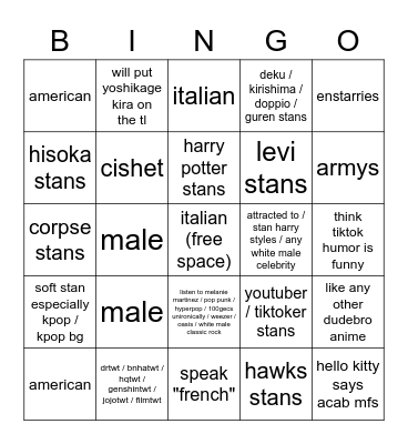 PLEASE DNI IF... Bingo Card