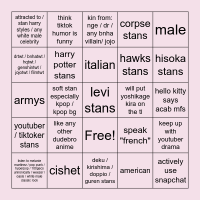 PLEASE DNI IF... Bingo Card