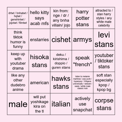 PLEASE DNI IF... Bingo Card