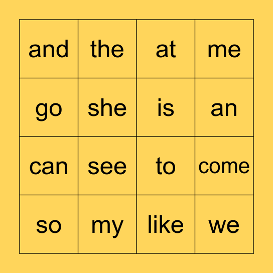 Sight Word Bingo! Bingo Card