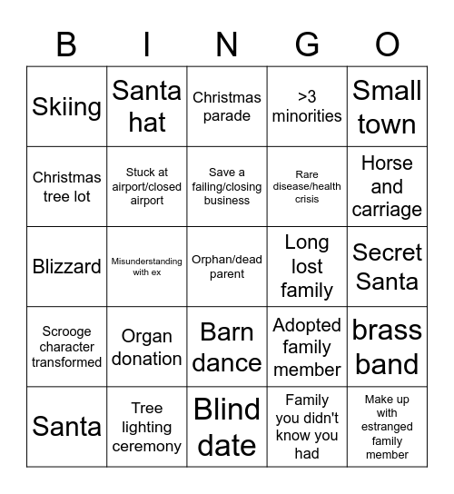 Hallmark Channel Bingo Card