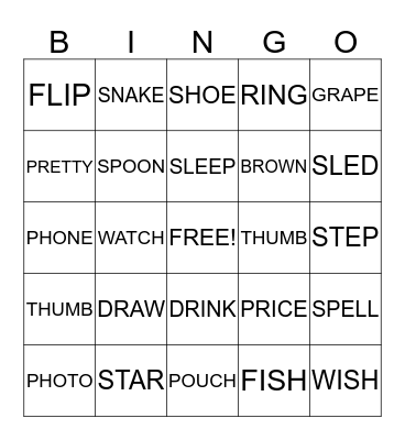 VOCABULARY Bingo Card