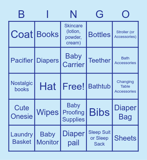 Baby Shower Bingo! Bingo Card