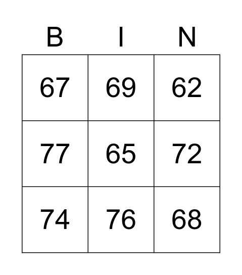 Je gagne! Bingo Card