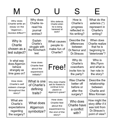 Flowers for Algernon - Harkness Bingo Card