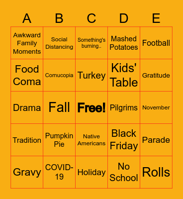 THANKSGIVING Bingo Card