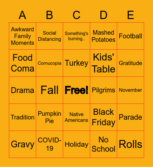 THANKSGIVING Bingo Card