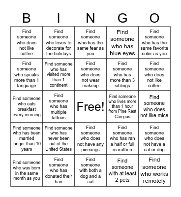 HIM WEEK BINGO Card
