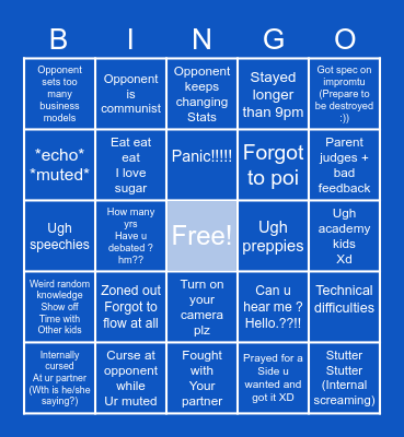 REMSS DEBATE +online Bingo Card