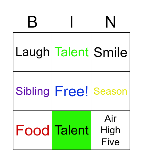Bucket Squad Being Friendly Bingo Card