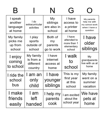 Family BINGO Card