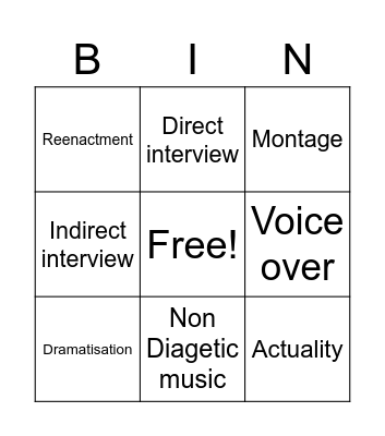Documentary Techniques Bingo Card