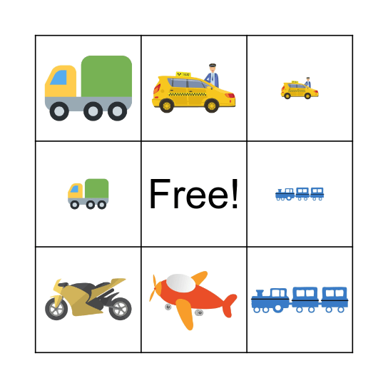 TRANSPORT Bingo Card