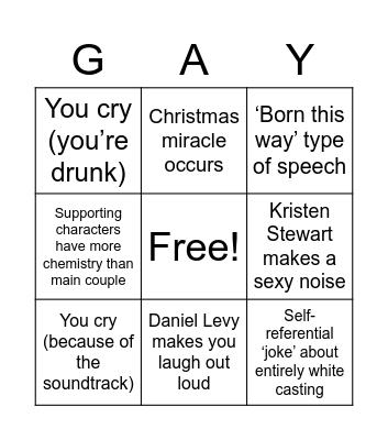 Happiest Season drinking game Bingo Card