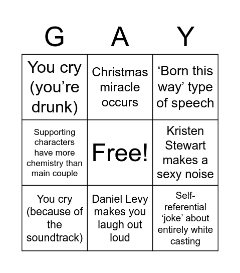 Happiest Season drinking game Bingo Card