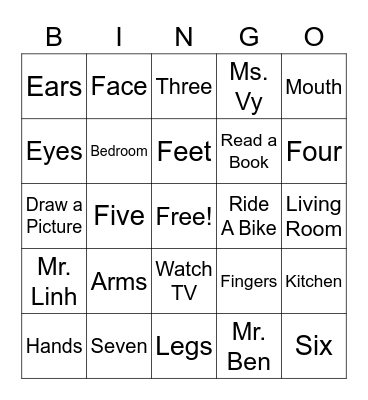 Ben Bingo Card
