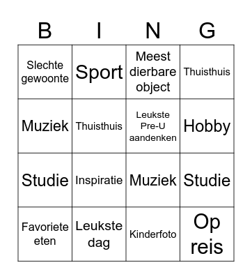 KamerBingo Card