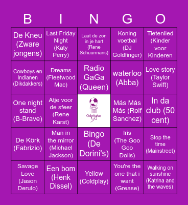 Muziek bingo Unites Bingo Card