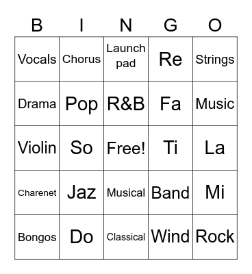 Music Bingo Card