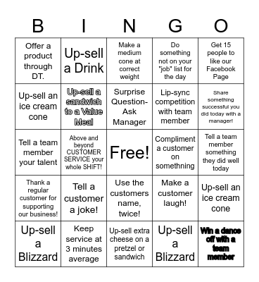 DQ Bingo Card