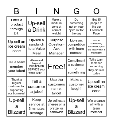 DQ Bingo Card