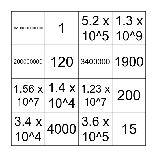 Standard Form Bingo Card