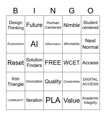 WCET Seminar Bingo Seminar 2 Bingo Card