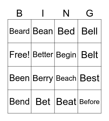 Amari’s Bingo Card Bingo Card