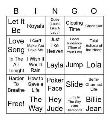 Bingo Famous Songs With Backstories & Hidden/Misunderstood Meanings Bingo Card