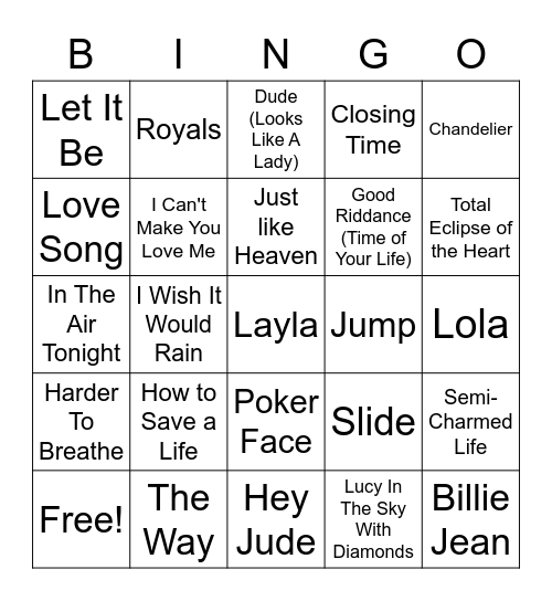 Bingo Famous Songs With Backstories & Hidden/Misunderstood Meanings Bingo Card