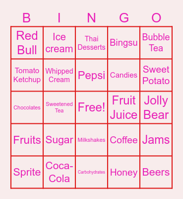 BingSugarGo! Bingo Card