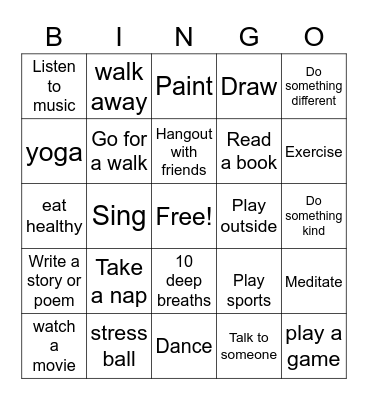 Self-Care Bingo Card